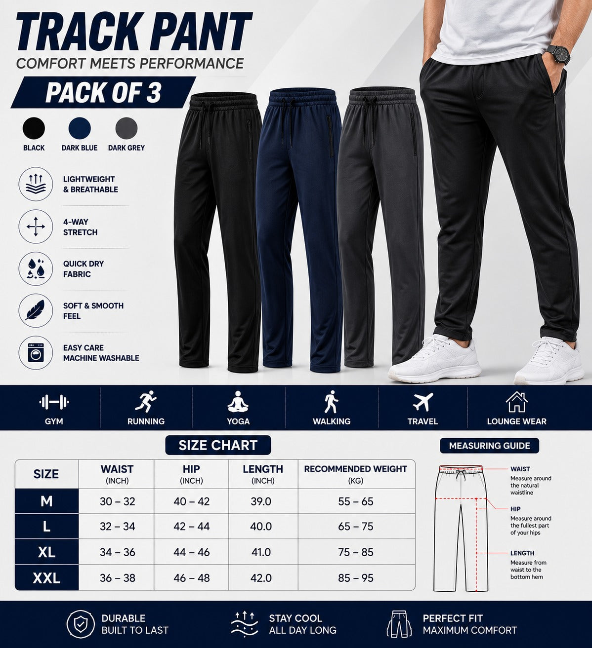 Track Pant Black_Navy Blue_Dark grey Pack Of 3