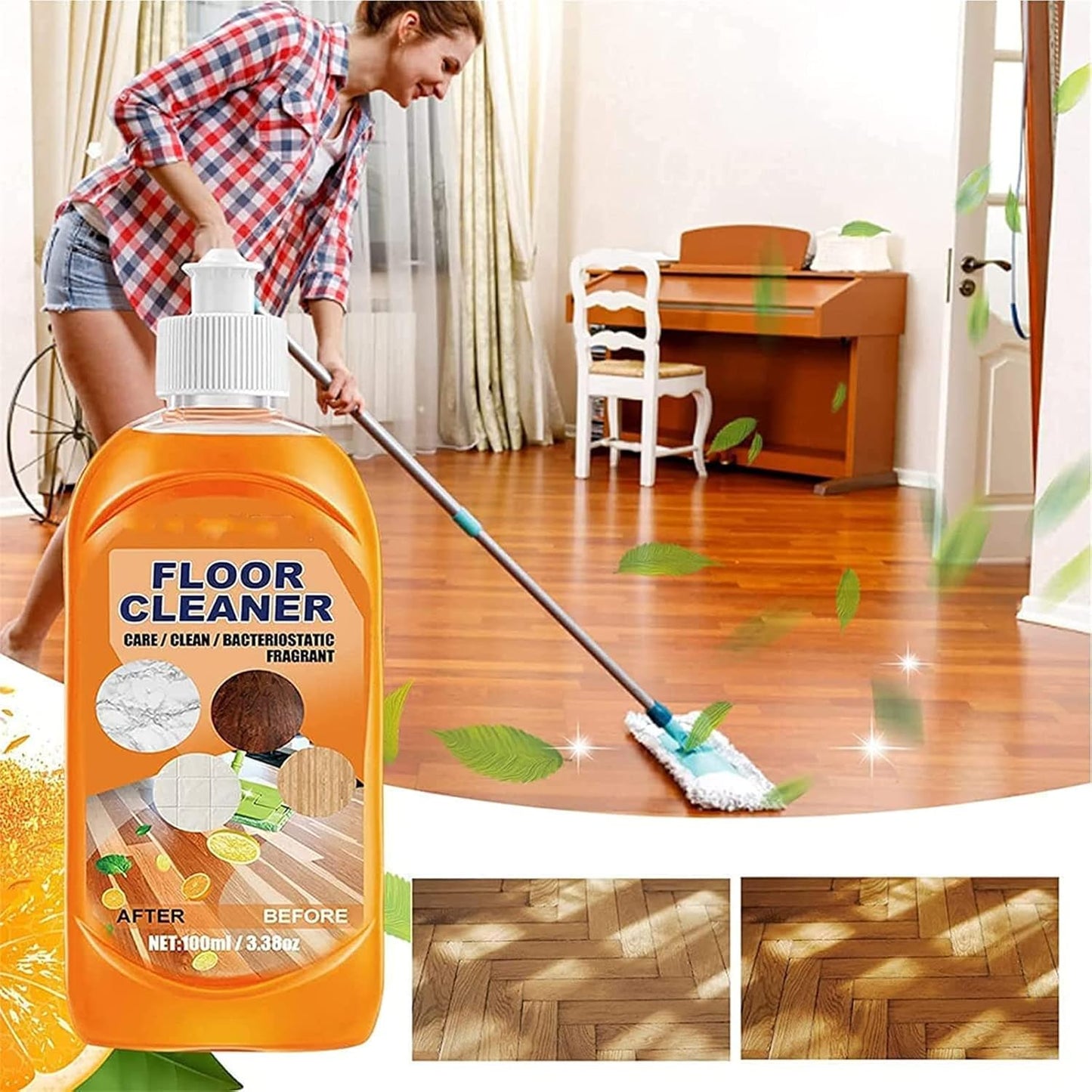 Momeng Floor Cleaner, Momeng Floor Cleaner Orange, Powerful Decontamination Floor Cleaner, Honifee Floor Cleaner Solution, Polishing Brightening Tile Cleaner, Vml Floor Cleaner (Orange, Pack of 1)