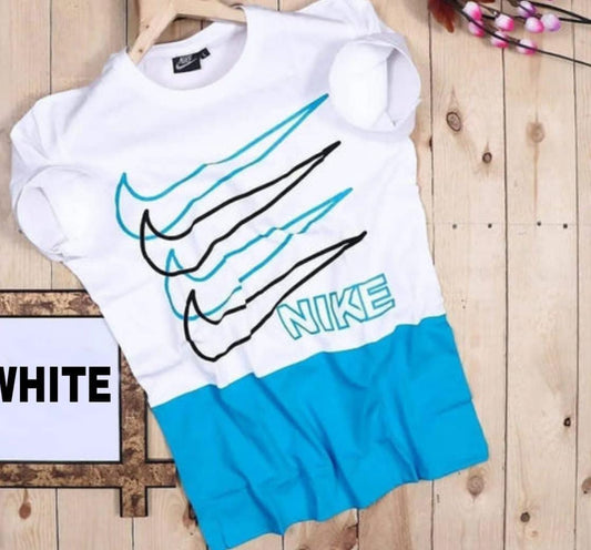 Men's Nike Trending T-Shirts (White & Sky Blue, S)