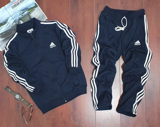 Fleece Full Sleeves Navy Blue Track Suit For Men