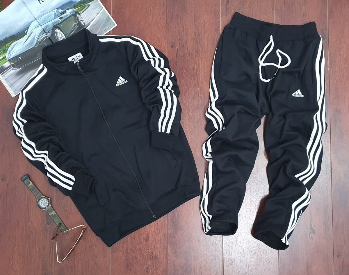 Fleece Full Sleeves Black Track Suit For Men