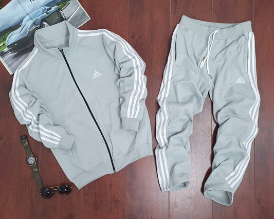 Fleece Full Sleeves Light Grey Track Suit For Men