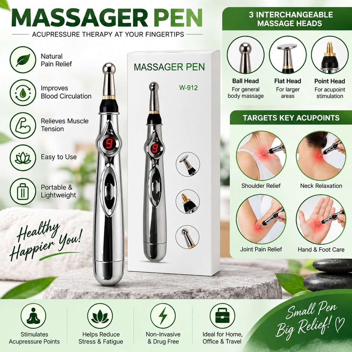 Acupressure Massager Pen, Massage Pen (Pen-912) pack of 1