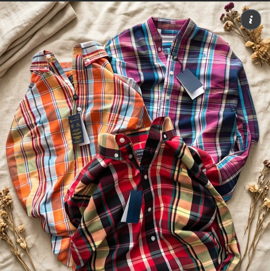 Muticoloured Cotton Checkered Shirts (Pack of 3)