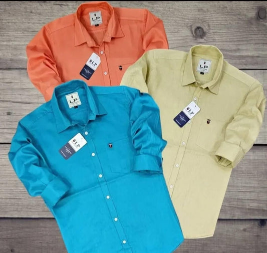 Men's Cotton Solid Casual Shirt Combo of 3