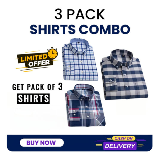 Men Cotton Casual Regular Fit Shirt (Pack of 3)