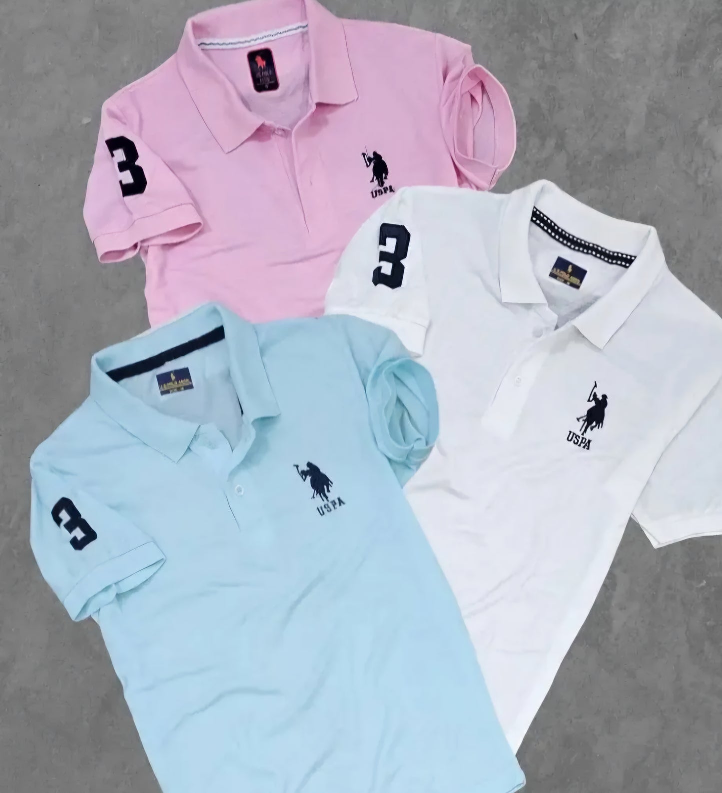 Polo T-Shirt White, Pink & Sky Blue (Pack of 3)