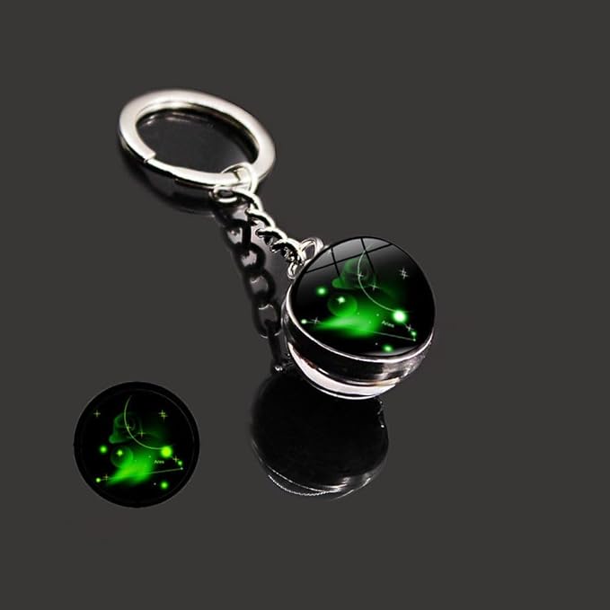 Key Chain for Men Women Twelve Constellations Gemstone Key Ring Fashion Bag Backpack Car Charm Accessory Gifts