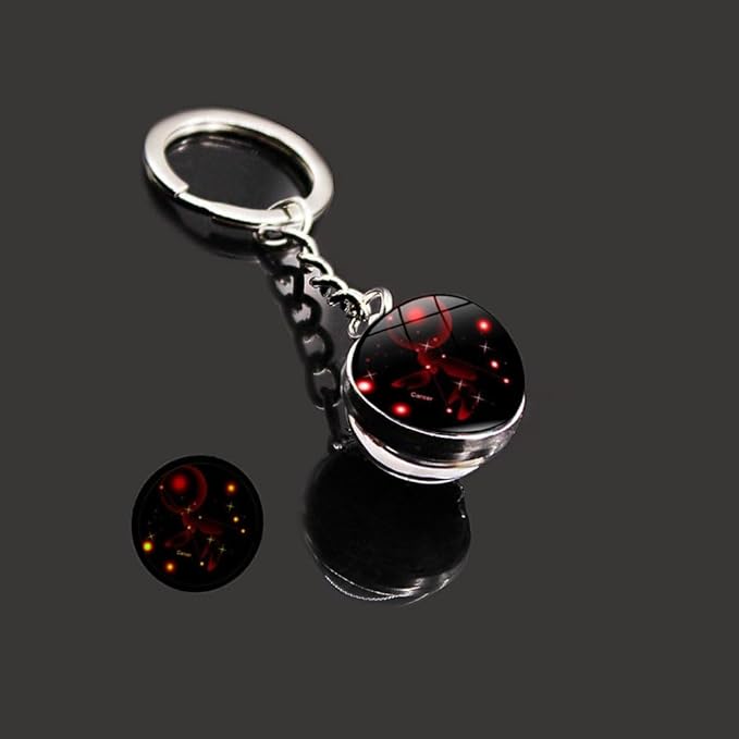 Key Chain for Men Women Twelve Constellations Gemstone Key Ring Fashion Bag Backpack Car Charm Accessory Gifts