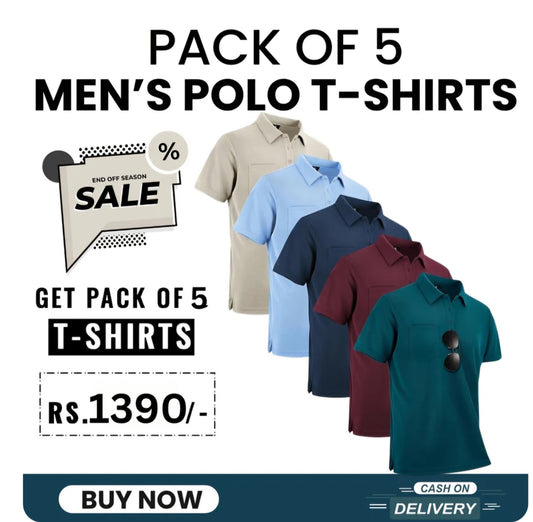 Mens premium cotton pack of 5 polo tshirts