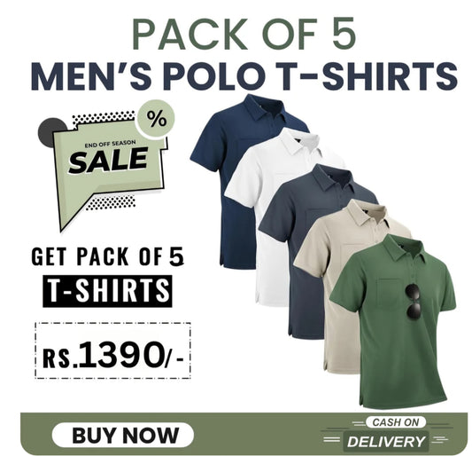 Men's Solid Polo T-shirt (Pack of 5)