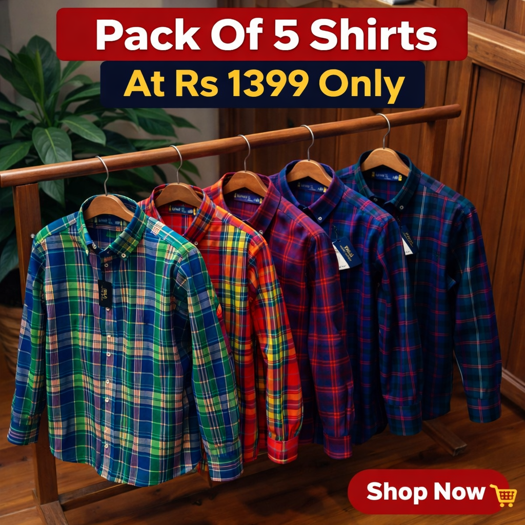 Men's Cotton Blend Full Sleeves Casual Shirt Pack of 5