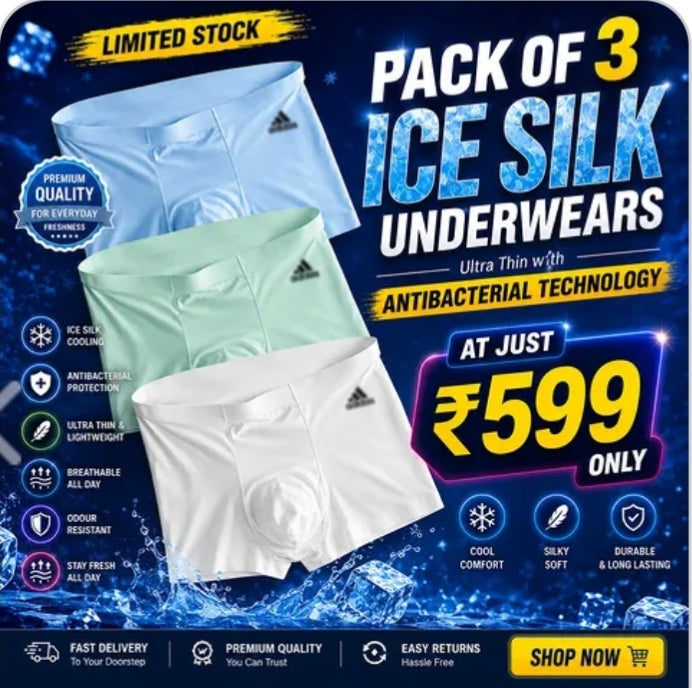 Men's Ice Silk Underwears (Pack of 3)