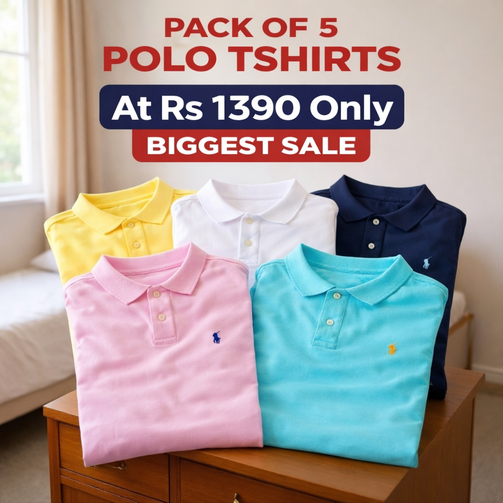 Men's Solid Polo T-shirt (Pack of 5)