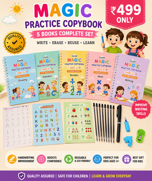 Sank Magic Practice Copybook, (5 Book+10 Refill+1 Pen+1 Grip)