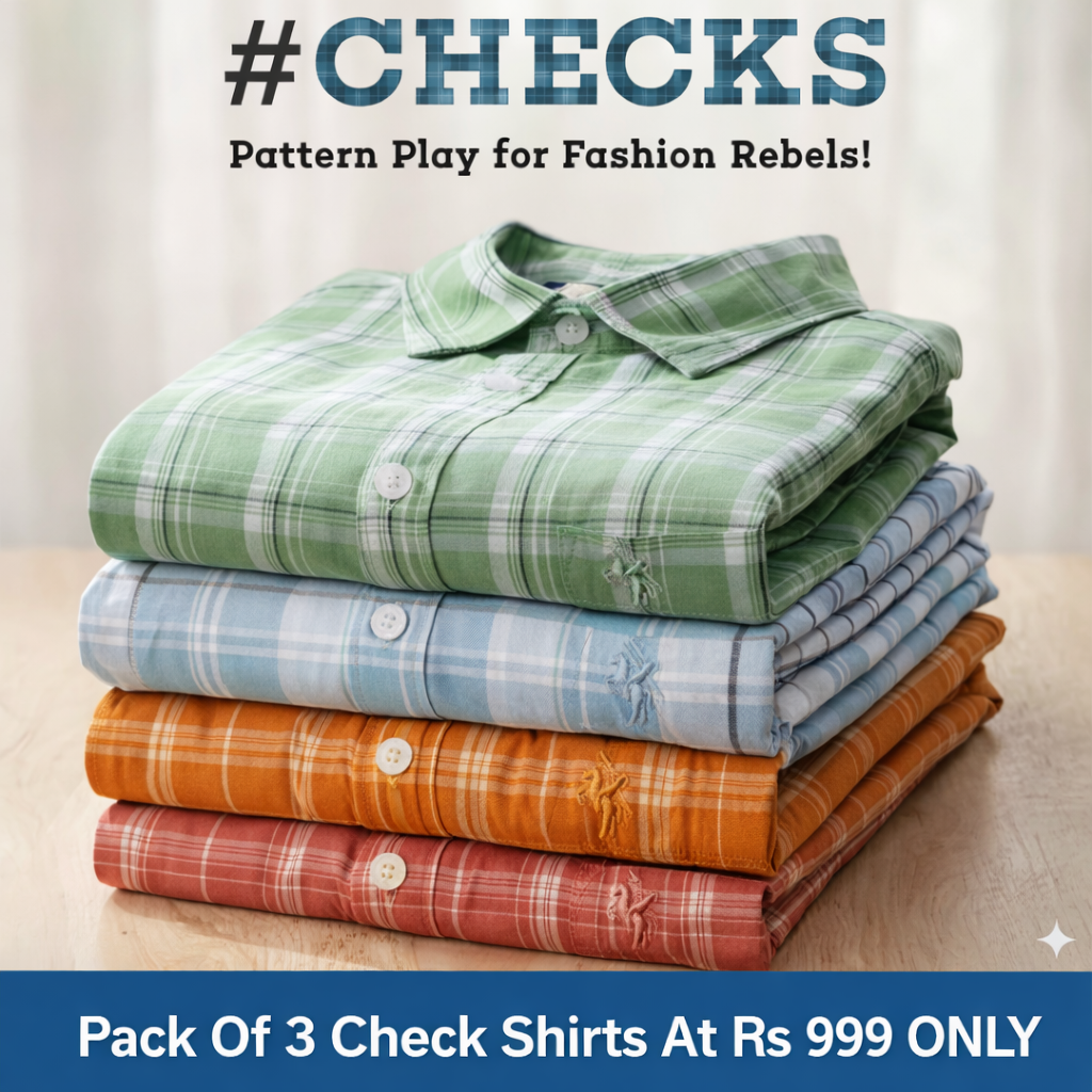 Pack of 3 Cotton Multicolours And Multipattern Check shirts Good Quality 🎊