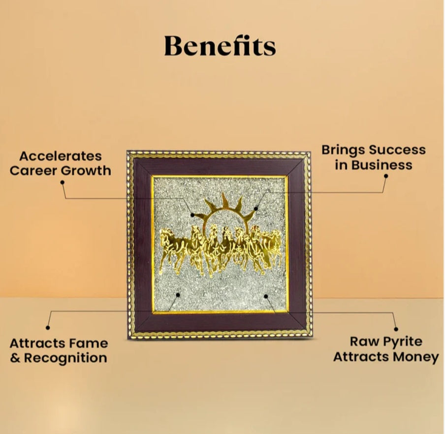 7 Horses on Raw Pyrite Frame