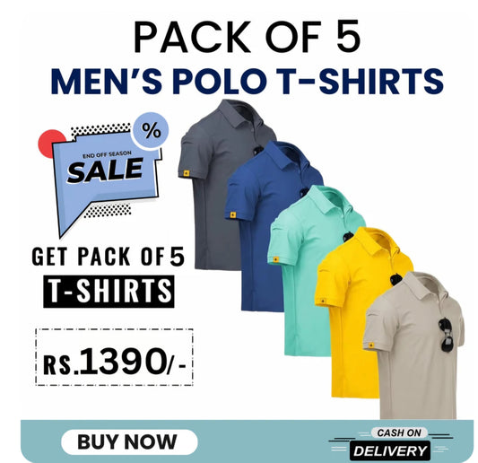 Mens premium cotton pack of 5 polo tshirts