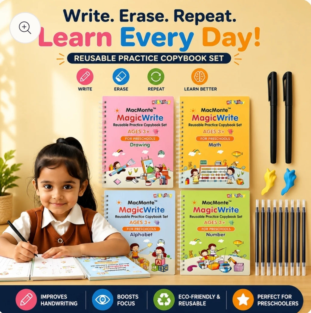 Sank Magic Practice Copybook, (5 Book+10 Refill+1 Pen+1 Grip)
