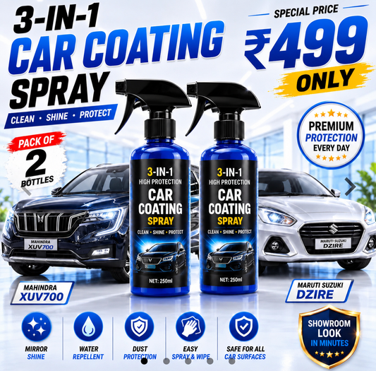 3 In 1 High Protection Quick Car Ceramic Coating Spray - Pack of 2