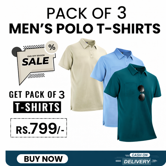 Pack of 3 Polo Neck T-Shirts