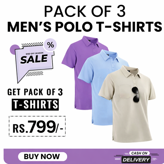 Pack of 3 Polo Neck T-Shirts